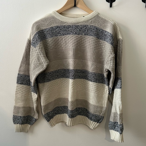 Brittany Bay Sweaters - Vintage Grandpa striped Crew Neck Sweater